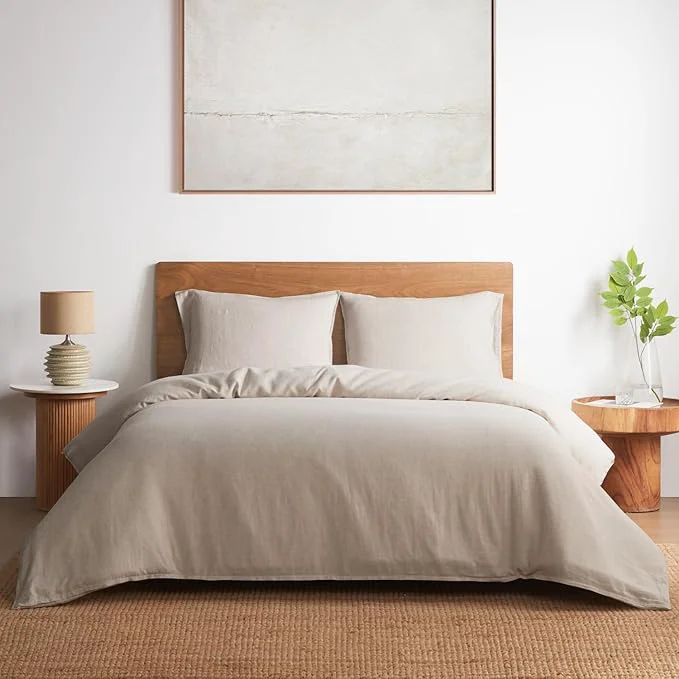 Quality DAPU Linen Duvet Cover Queen Natural French Flax Breathable Duvet Cover 3 User-Friendly