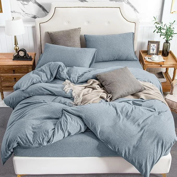 Selected PURE ERA Jersey Knit Duvet Cover Set T-Shirt Cotton Super Soft Comfy 3pc Comfortable