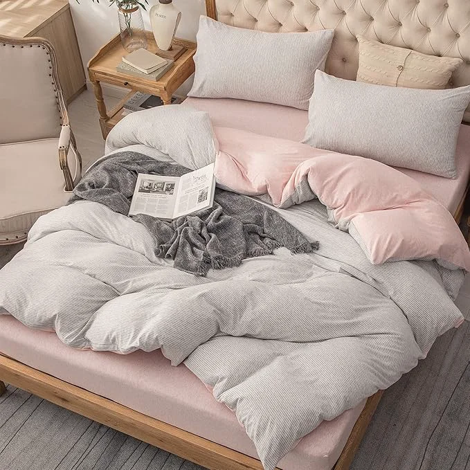Top-Quality PURE ERA Jersey Knit Duvet Cover Set T-Shirt Heather Cotton Super Soft Enhanced
