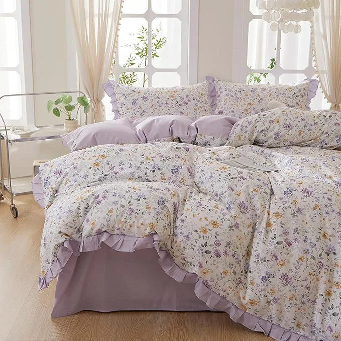 Reusable mixinni Floral Duvet Cover Set Twin XL Size Cotton 3-Piece Bedding Set Dependable