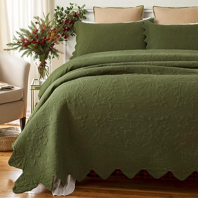 Consistent Brandream Queen Size Quilt Set Cotton Green Quilts Luxury Farmhouse Bedding Set Effective