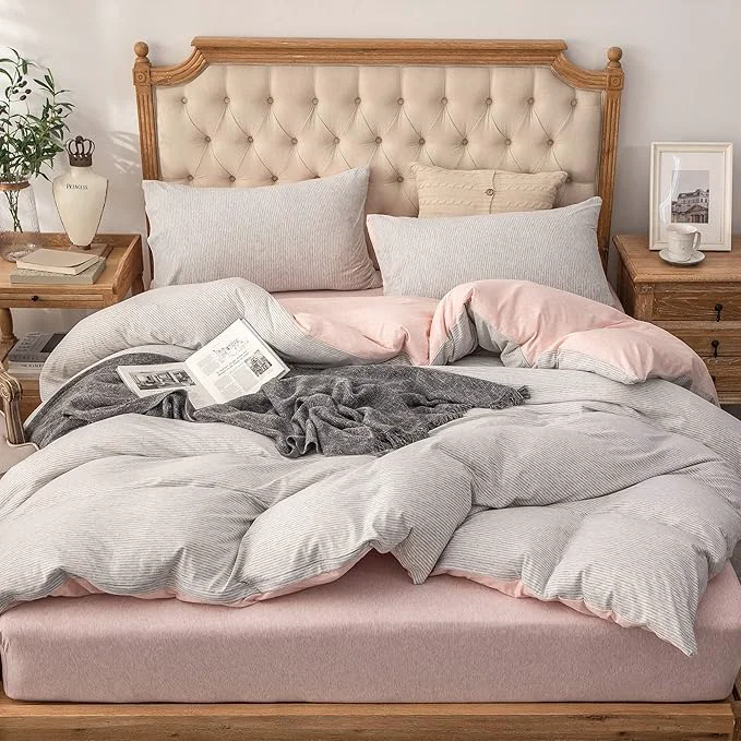Dependable PURE ERA Jersey Knit Duvet Cover Set T-Shirt Heather Cotton Super Soft Easy-to-Use