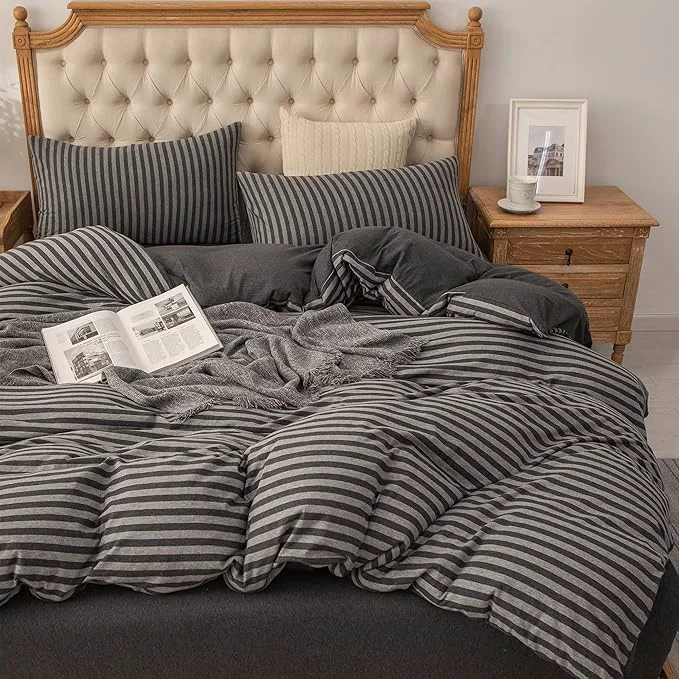 Premium Material PURE ERA Jersey Knit Duvet Cover Set T-Shirt Heather Cotton Super Soft Smart