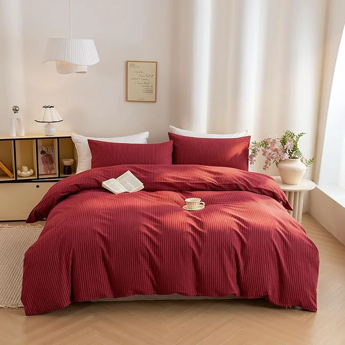 Reliable PinkMemory Red Striped Duvet Cover King Washed Cotton Vintage Stripes High-Performance