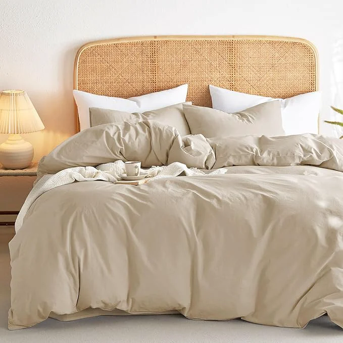 Responsible Wake In Cloud – Cotton Duvet Cover Set Queen Size Khaki Linen Color First-Class