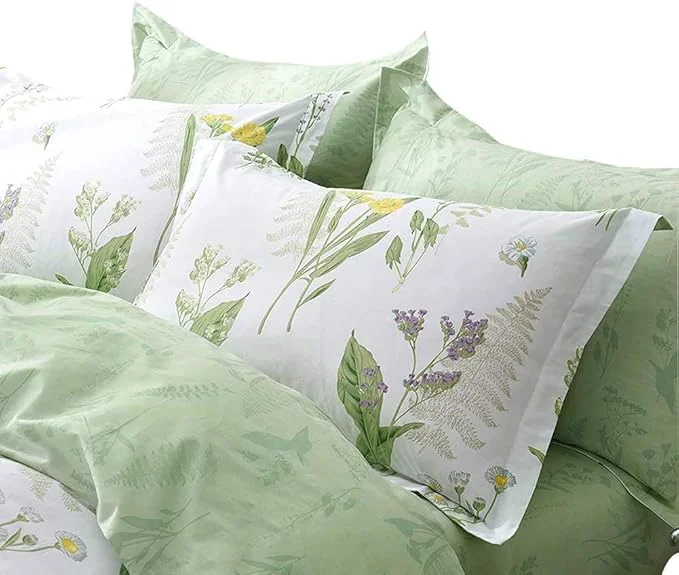 High-Performance FADFAY Girls Floral Bedding Twin Duvet Cover Set Premium Cotton Green Genuine