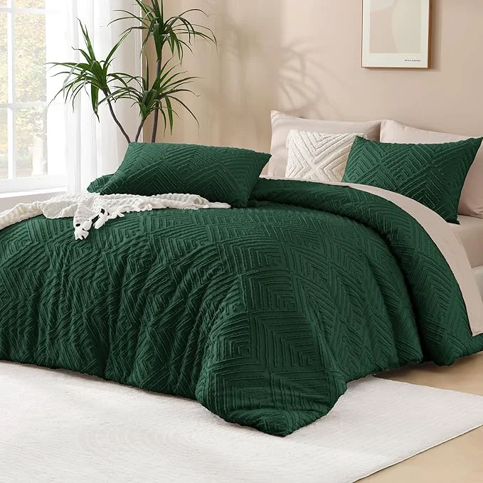 Specialty Andency Dark Emerald Green Boho Queen Comforter Set Lightweight Fluffy Bedding Responsible
