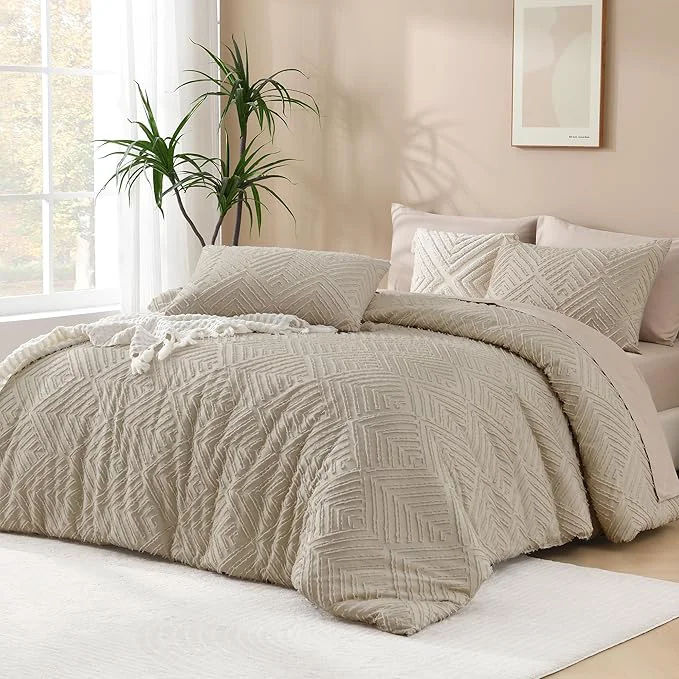 First-Class Andency Oatmeal Queen Comforter Set Lightweight Fluffy Boho Bedding Comforter Top-Quality