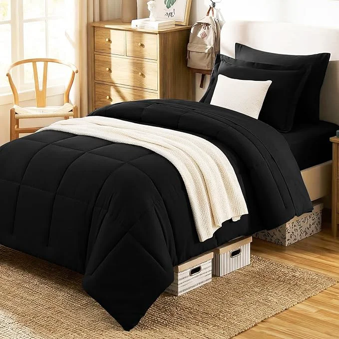 Pure CozyLux Twin XL Comforter Set Black Durable