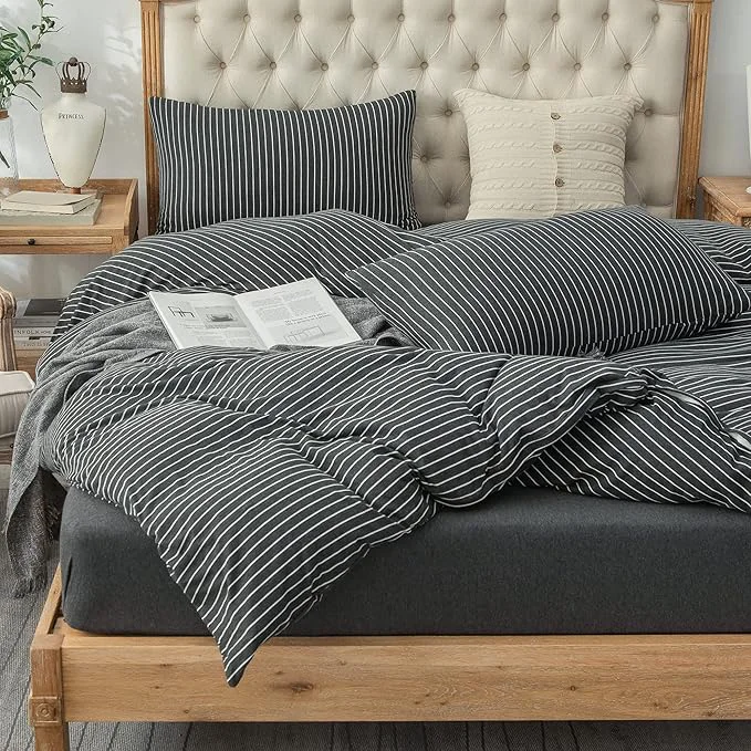 Optimized PURE ERA Jersey Knit Duvet Cover Set T-Shirt Heather Cotton Super Soft Sophisticated
