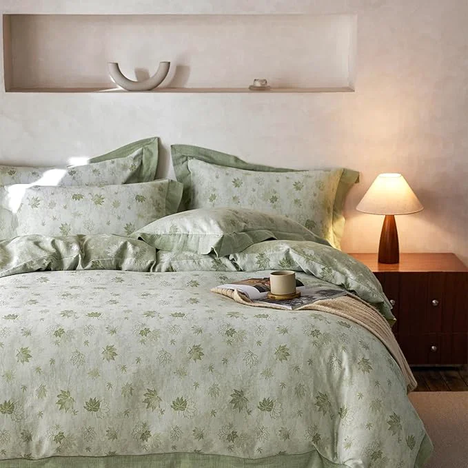 mixinni Yarn-Dyed Jacquard Duvet Cover King Soft Breathable Double Layer Gauze Fine Crafted