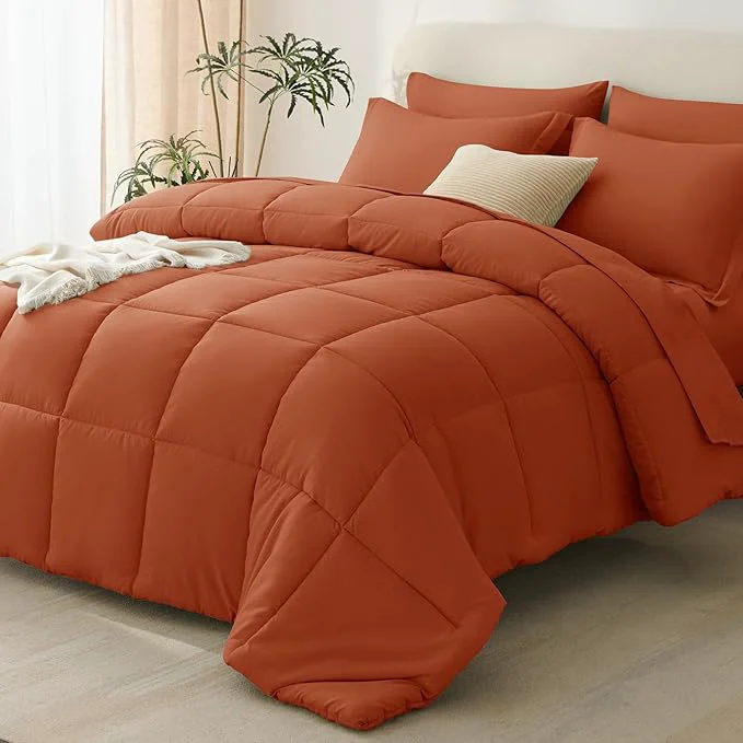Expertly Made CozyLux Queen Comforter Set Terracotta Smart