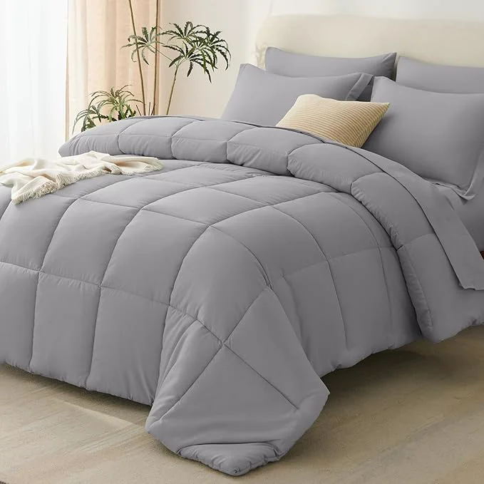 User-Friendly CozyLux King Size Comforter Set Grey Luxury
