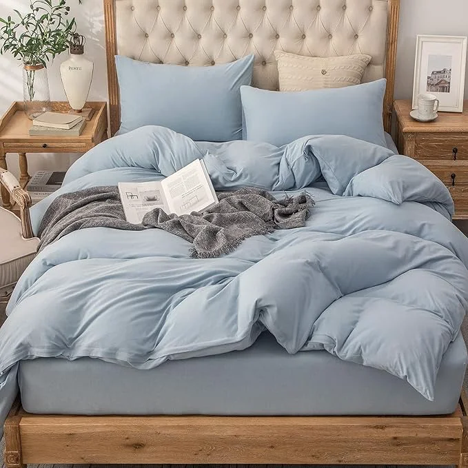 Fine PURE ERA Jersey Knit Duvet Cover Set T-Shirt Cotton Super Soft Comfy 3pc Environmentally Friendly