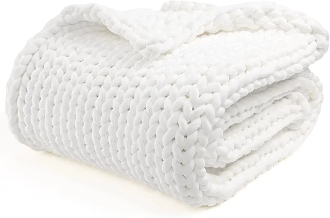 Efficient YnM Velvet Weighted Blanket Handmade Chunky Knitted Design Soft and Cozy Quality