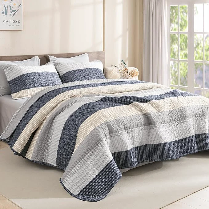 Premium Litanika California King Quilt Set Blue and Yellow Innovative