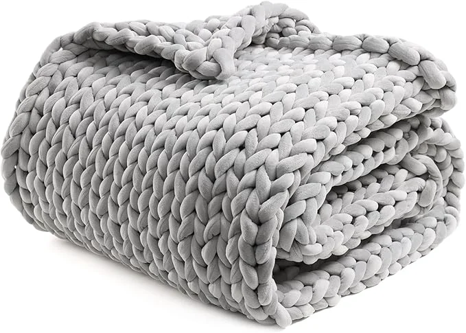 User-Friendly YnM Velvet Weighted Blanket Handmade Chunky Knitted Design Soft and Cozy Smooth