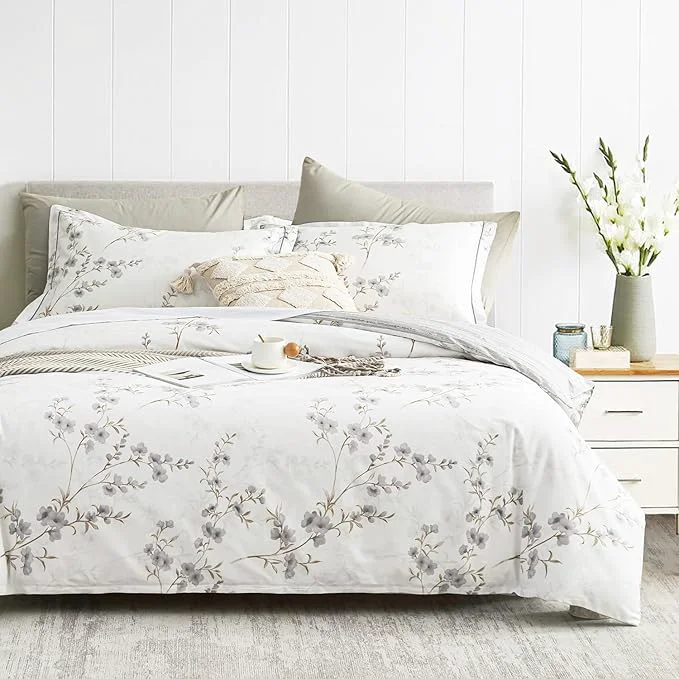 Natural LEMIROE Vintage Botanical White Cotton Comforter Queen Size Excellent