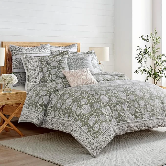 Refined Levtex Home Adare Sage Reversible Queen Duvet Cover Set Next-Generation