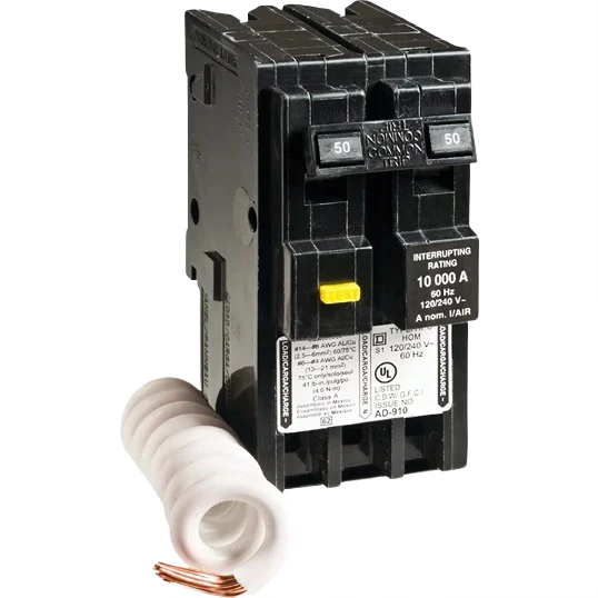 Selected Square D Homeline 50A Double-Pole GFCI Breaker Excellent