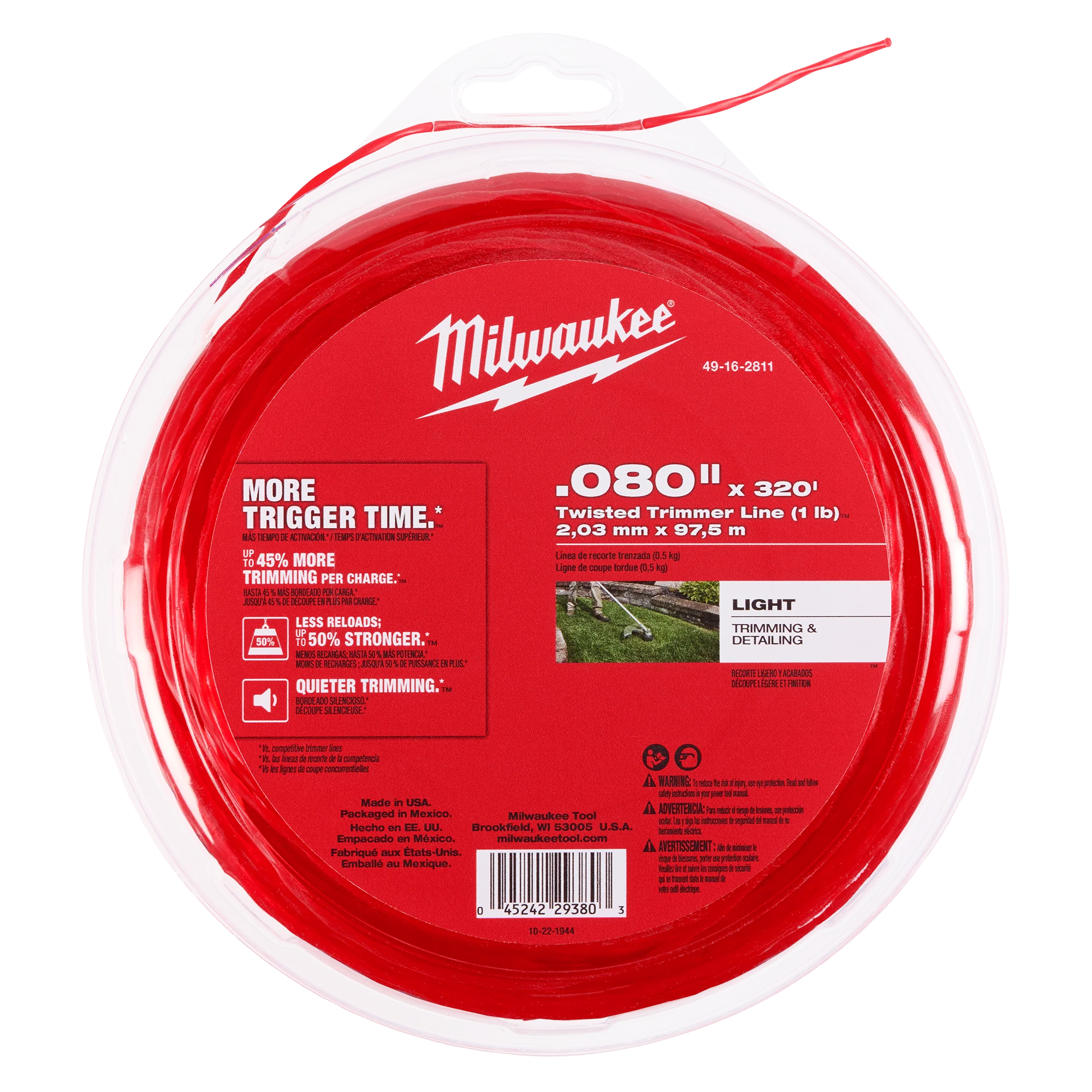First-Class Milwaukee .080 x 320 1 lb. Twisted Trimmer Line Natural