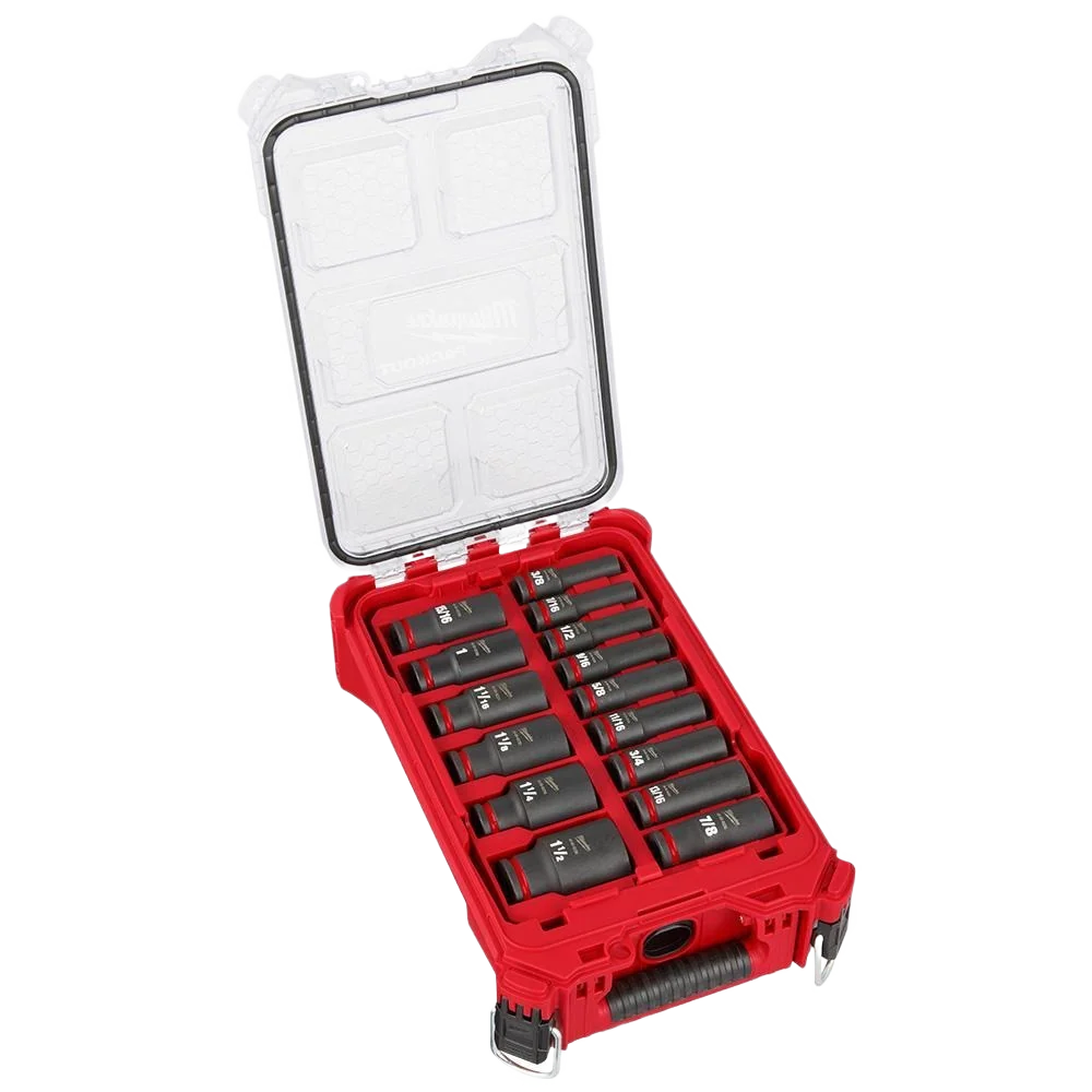 High-End Milwaukee 27PC SHOCKWAVE™ Impact Duty Socket 1 2 Drive MM SAE Set with PACKOUT™ Luxury