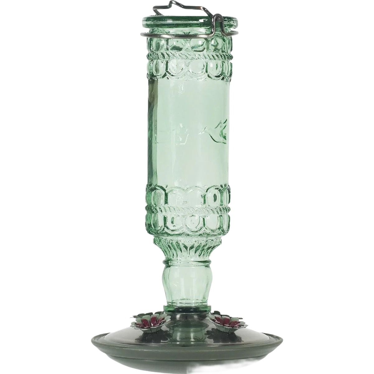 Relaxed Perky-Pet Green Glass Antique Bottle Hummingbird Feeder 10 oz. Superior