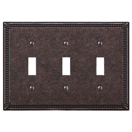 Verified Amerelle 3 Toggle Imperial Bead Tumbled Antique Bronze Wallplate Smooth