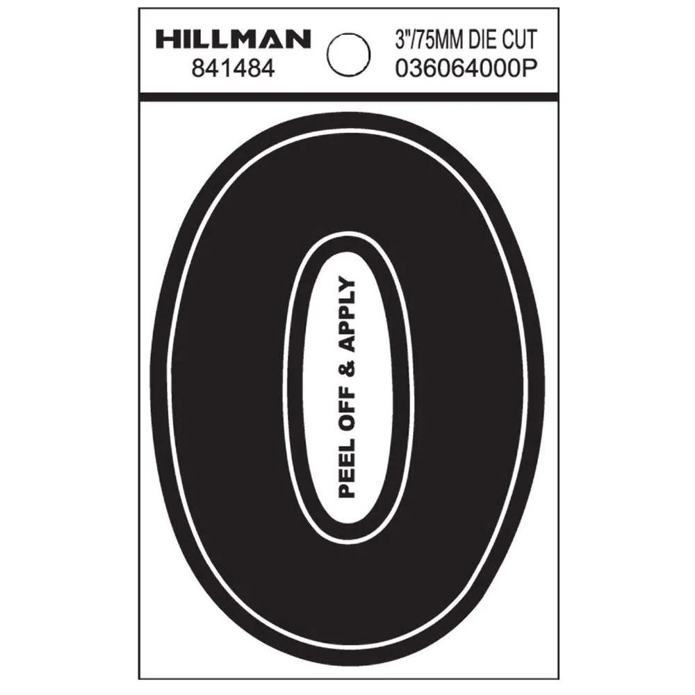 Luxury Hillman 3-In. Adhesive Black House Number 0 Outstanding
