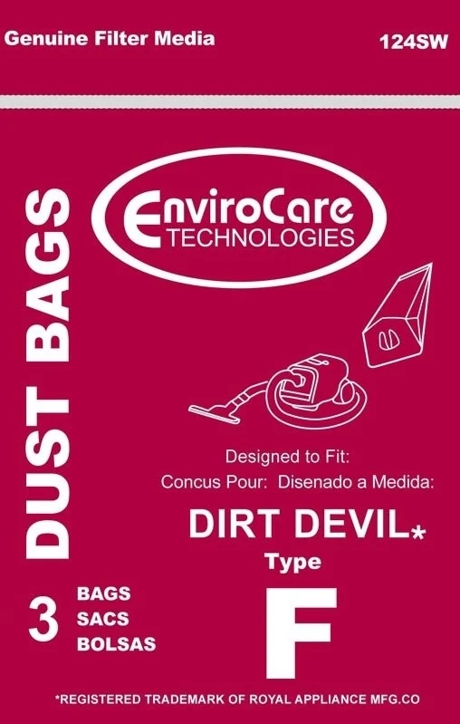 Specialty EnviroCare Dirt Devil Type F Canister Vacuum Bag 3-Pack Excellent