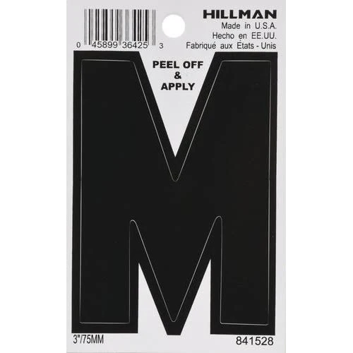 Natural Hillman 3 in. Black Vinyl Die Cut Peel Off Sticker Letter M Lightweight