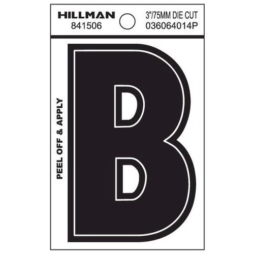 Contemporary Hillman 3 in. Black Vinyl Die Cut Peel Off Sticker Letter B Recyclable