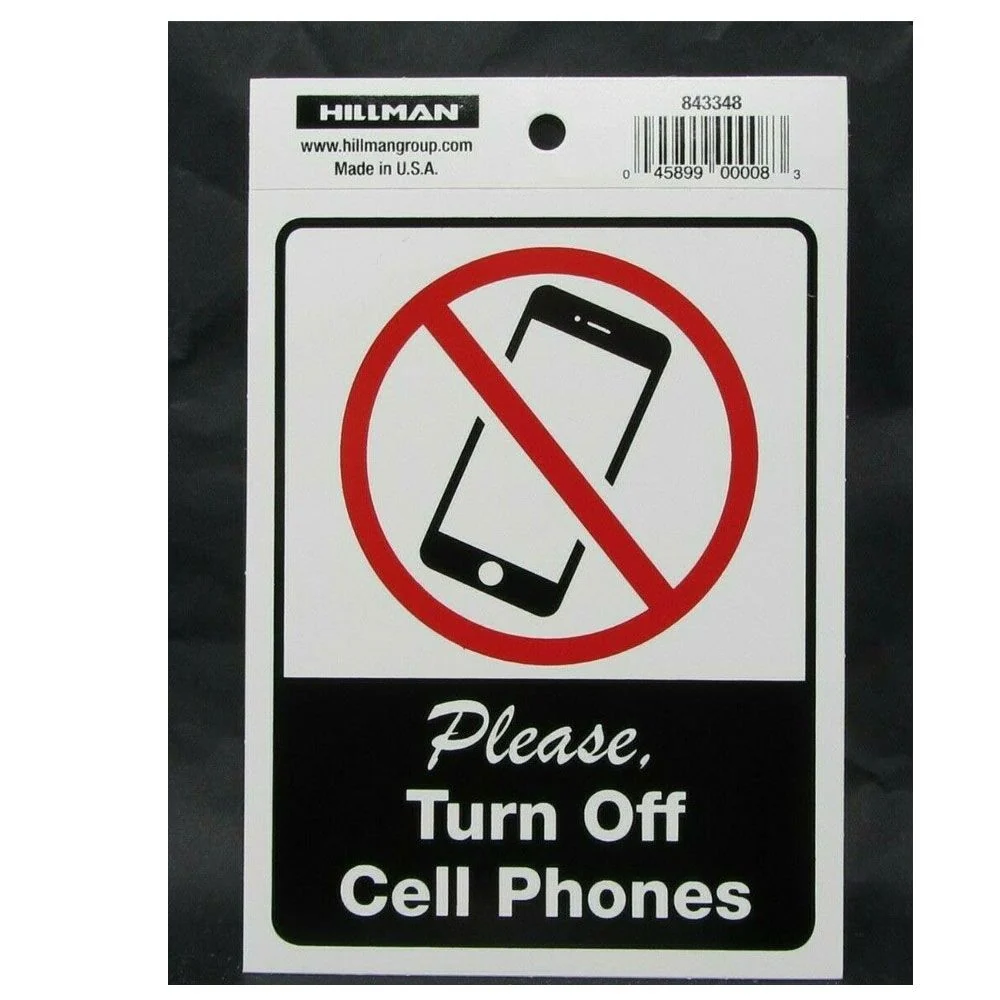 Natural Hillman Please Turn Off Cell Phones Sign 4 in. x 5 in. Exceptional
