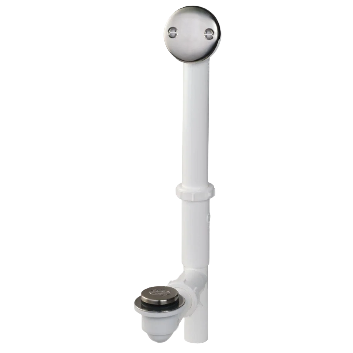 Fine Do it Foot Lok Stop Plastic Bath Drain with Brushed Nickel Trim Quality