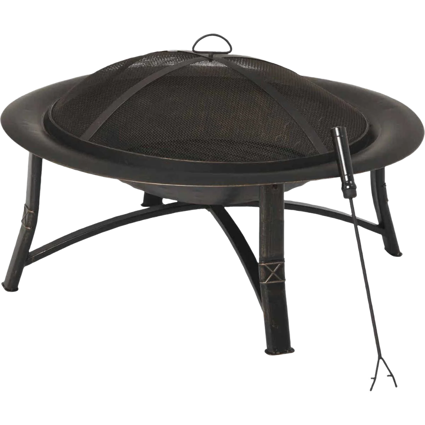 Lightweight Outdoor Expressions Antique Bronze Round Steel Fire Pit 35 in. Next-Generation