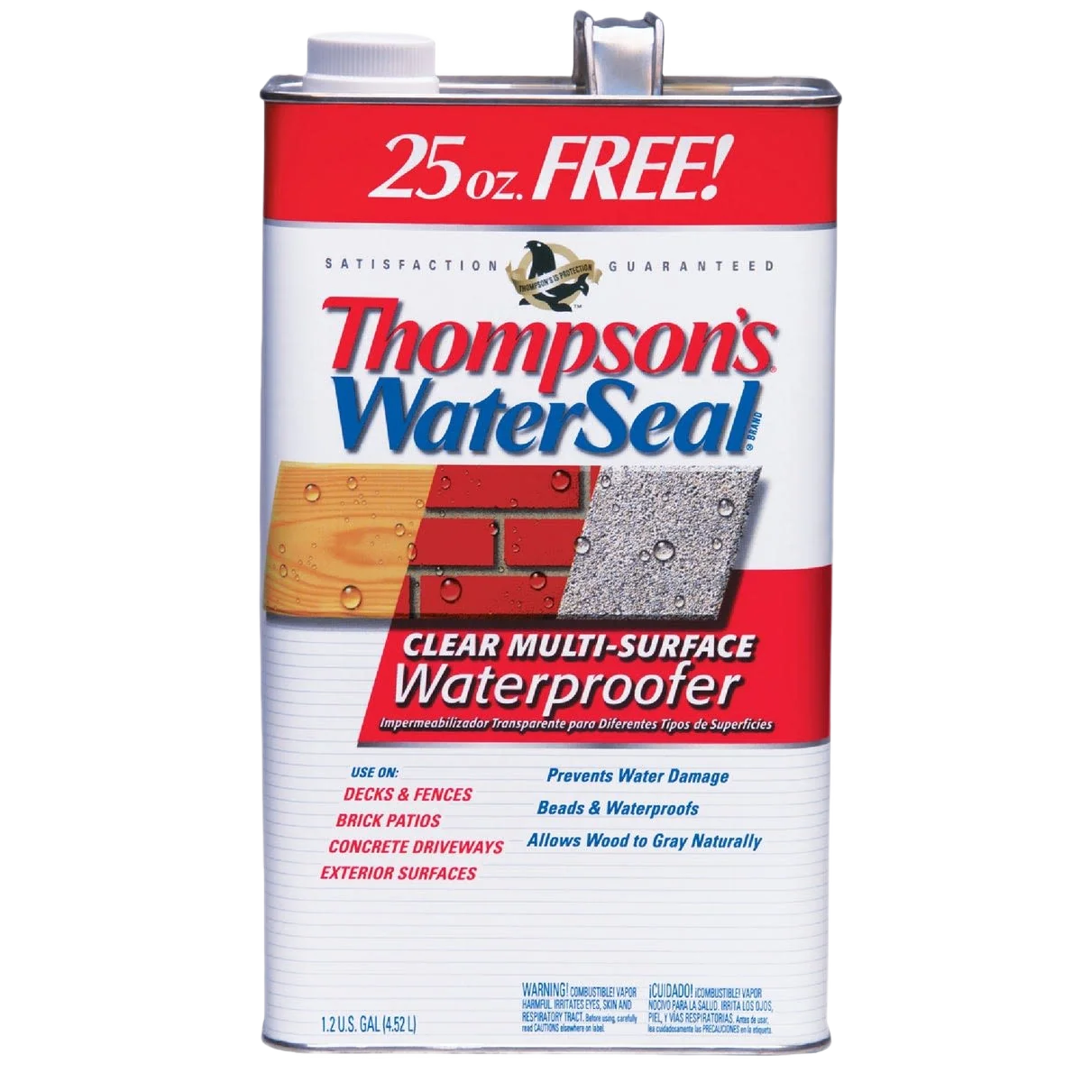 Stylish Thompson’s Waterseal Clear VOC Multisurface Waterproofing Sealer 1.2 Gallon Dependable