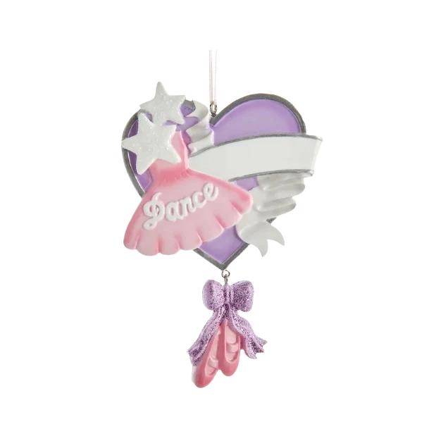 Traditional Kurt S. Adler Personalized Purple Ballet Heart Dance Ornament Fine