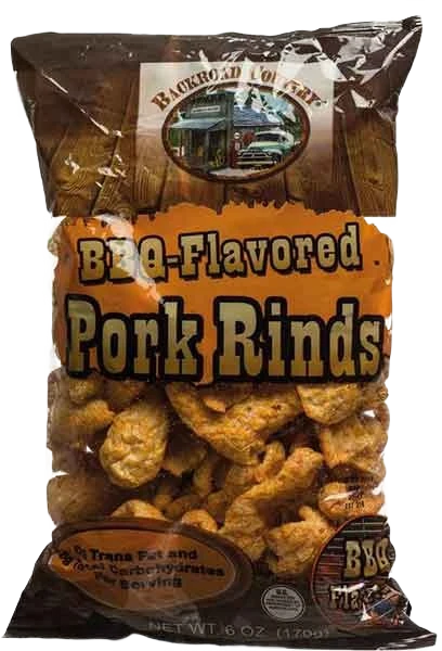 Environmentally Friendly Backroad Country BBQ Flavored Pork Rinds 6 oz. Reusable