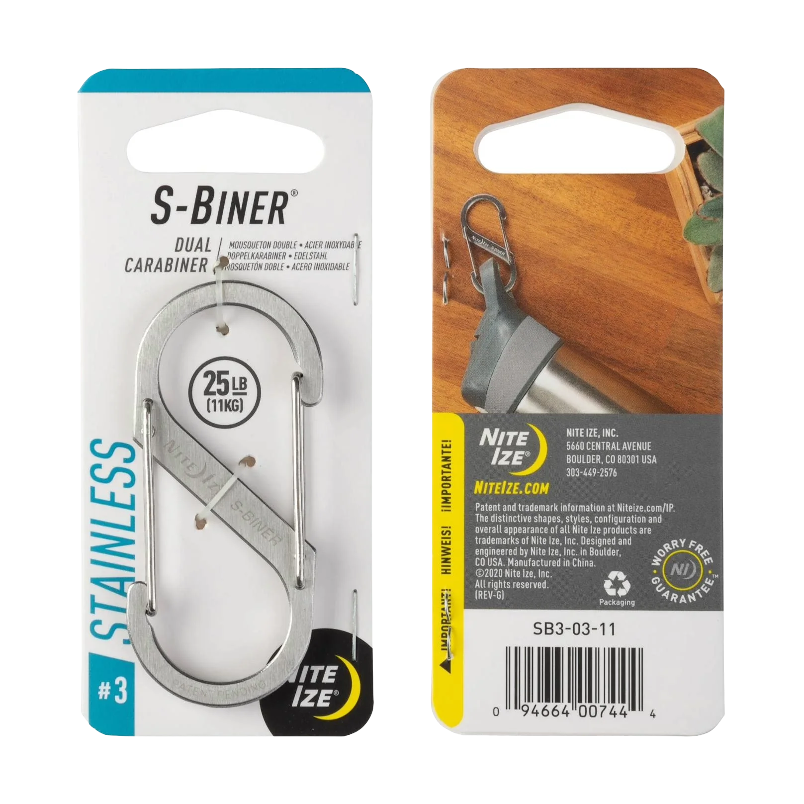 Trendy Nite Ize S-Biner 25 lb. Capacity Stainless Steel Dual Carabiner Size 3 Stylish