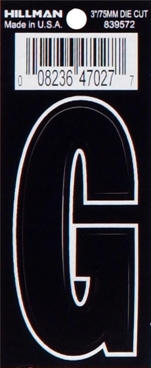 Healthy Hillman 3 in. Black Matte Vinyl Die Cut Sticker Thin Letter G Outstanding