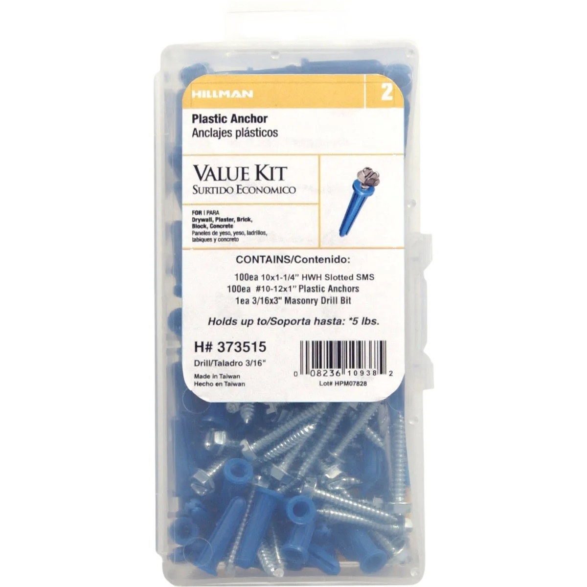 Verified Hillman 10 – 12 Thread x 1 in. Assorted Blue Plastic Anchors Value Pack Fashionable