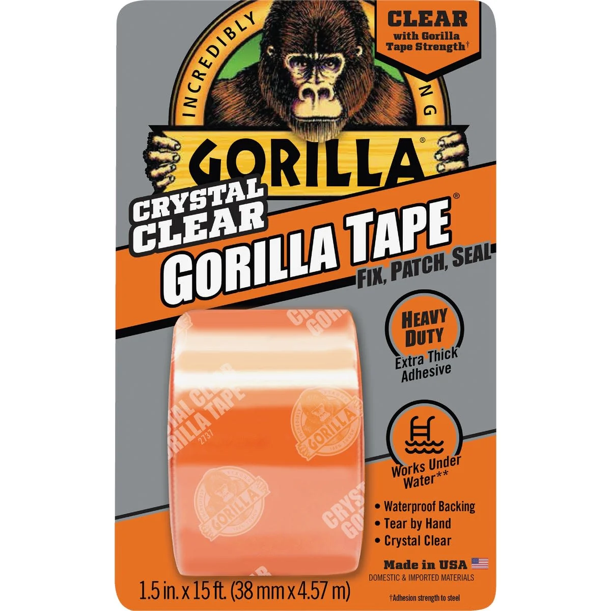 High-Grade Gorilla Crystal Clear Duct Tape 1-1 2 in. x 5 yd. Detailed