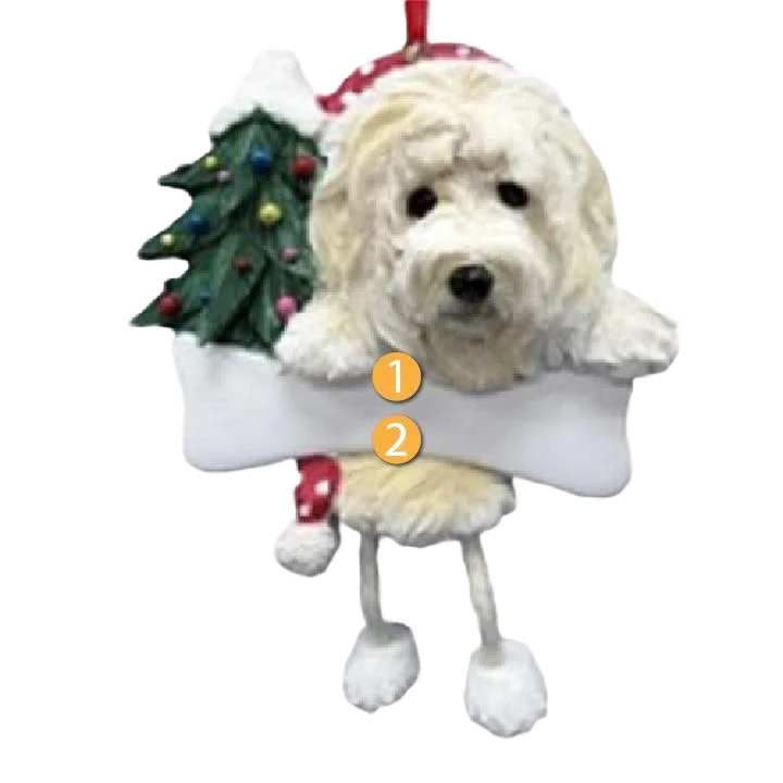 Fashionable E S Pets Personalized Goldendoodle Dangling Legs Ornament Eco-Friendly