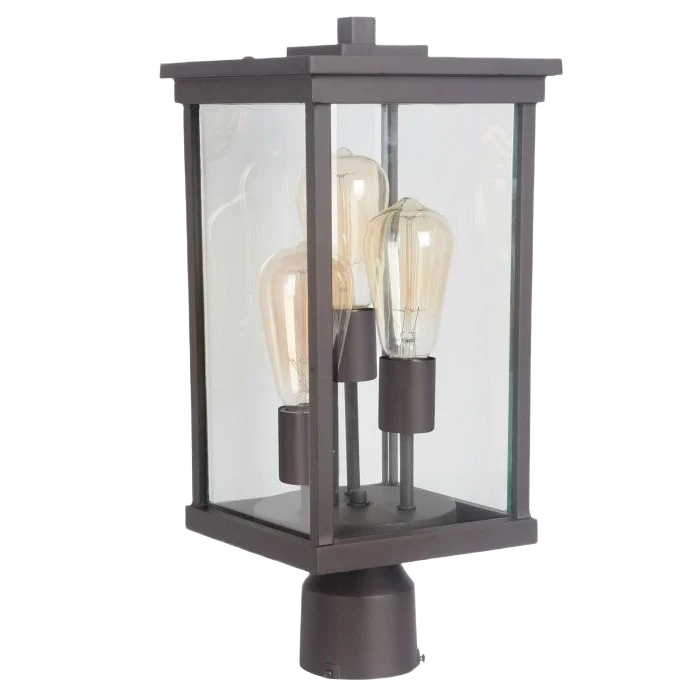 Classic Craftmade Large Riviera Oiled Bronze 3 Light Post Mount Prestigious