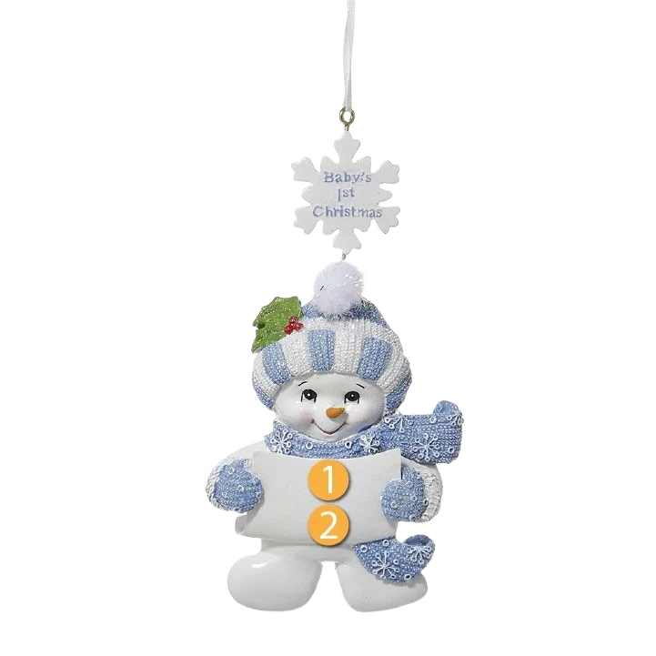 Responsible Kurt S. Adler Personalized Blue Snowman Baby’s 1st Christmas Ornament Selected