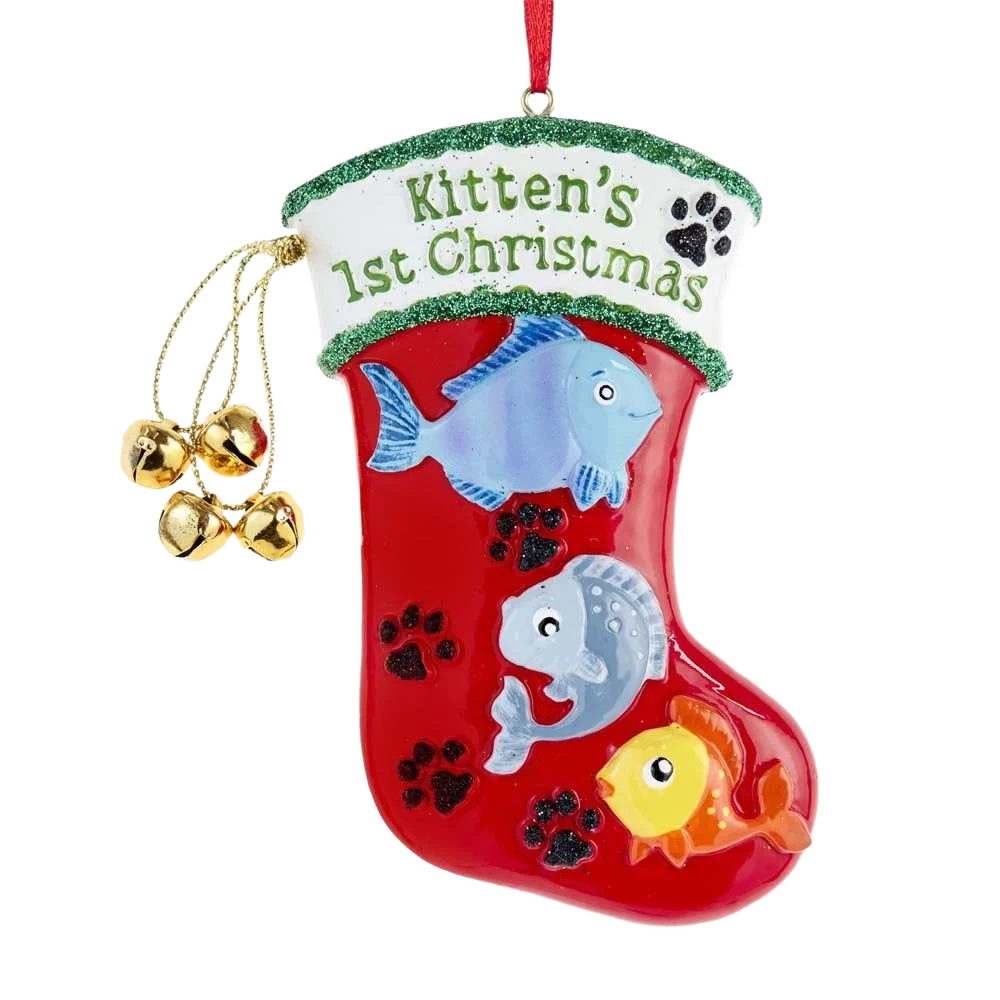 Smooth Kurt S. Adler Kitten's First Christmas Stocking Ornament Breathable