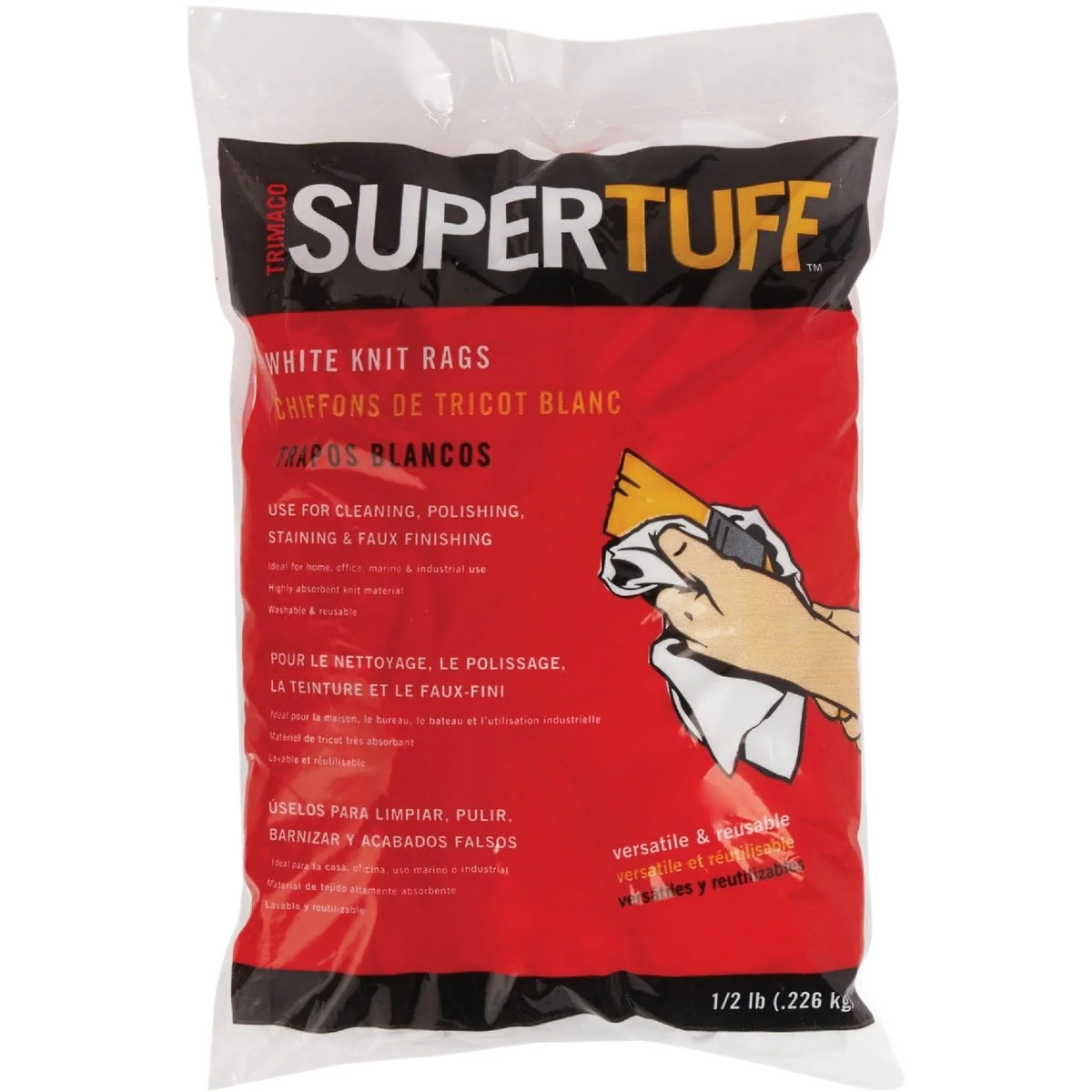 Detailed Trimaco SuperTuff White Knit Staining Rags 8 oz. Sustainable