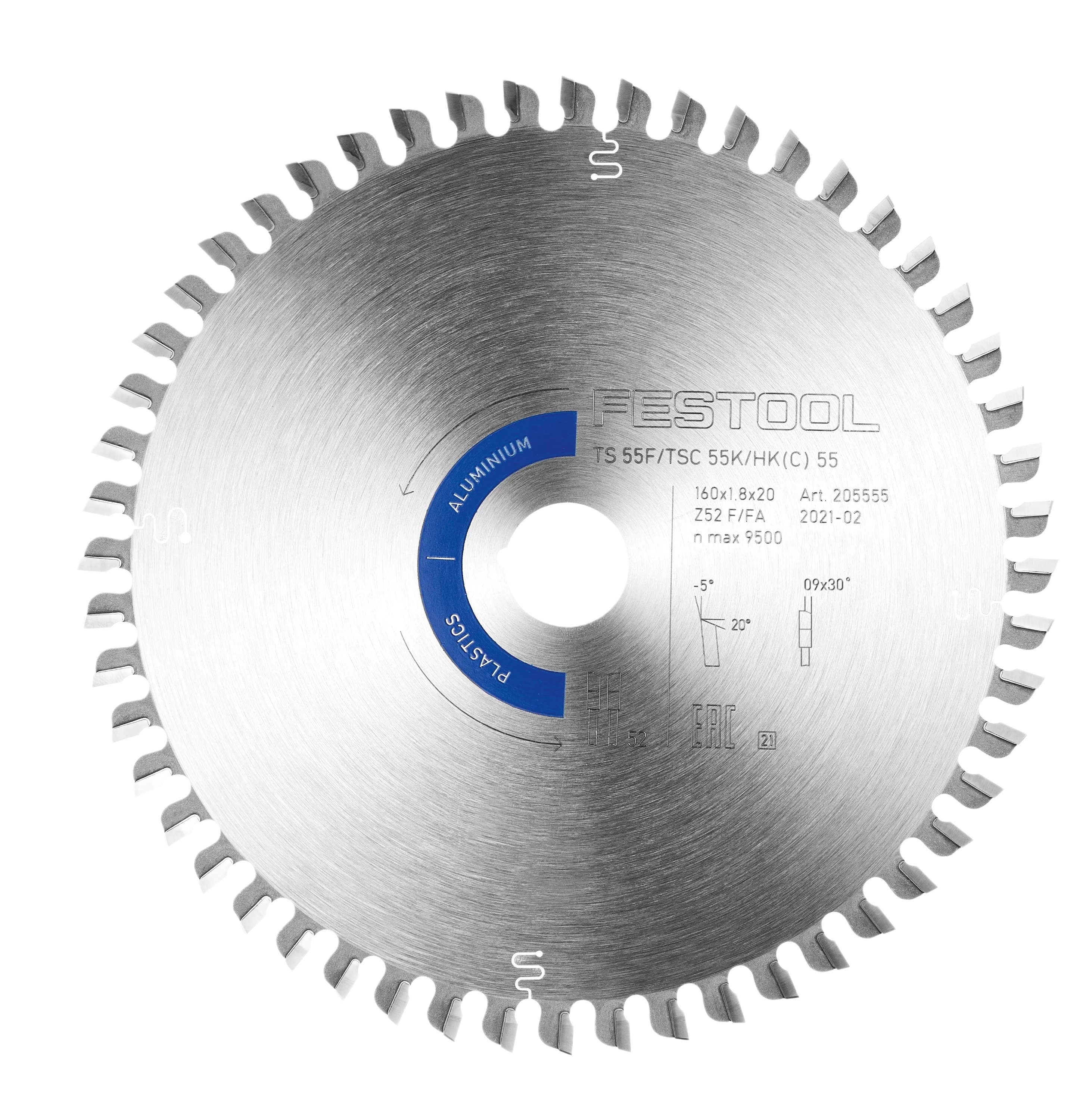 Organic Festool 205563 Aluminum Plastics Saw Blade HW 160×1 8×20 TF52 A Dependable