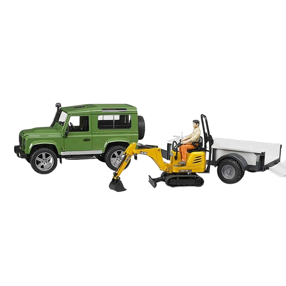 Outstanding Bruder Toys Land Rover Defender with JCB Micro Excavator Trailer Advanced