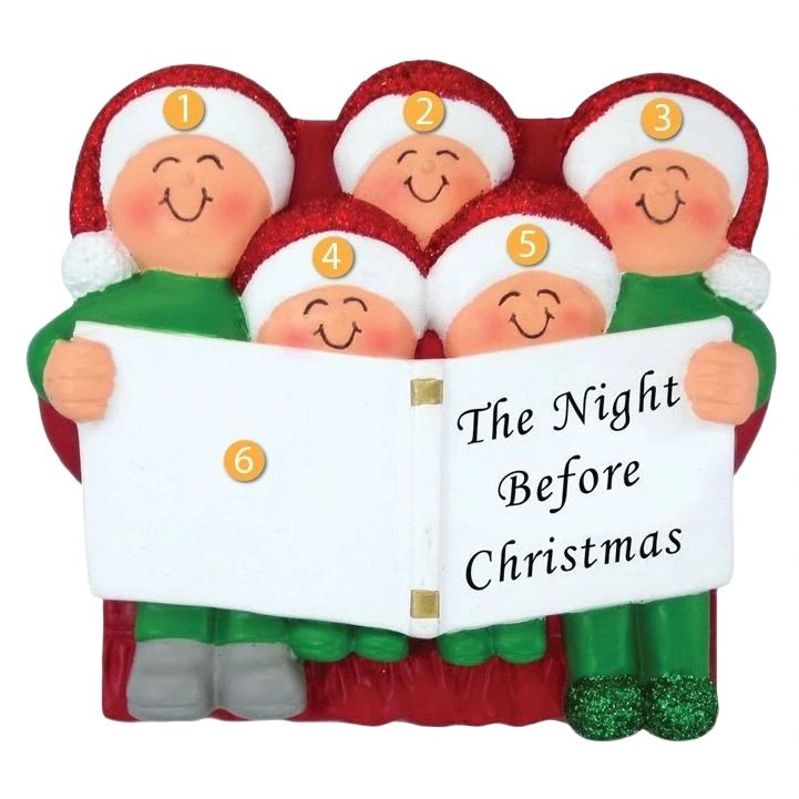 Professional Ornament Central Personalized 5 People Read The Night Before Christmas Ornament Minimalist